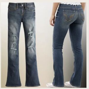 WOMEN'S HOLLISTER JEANS SIZE 15/32x32, LOW-RISE, MEDIUM WASH SLIM BOOTCUT